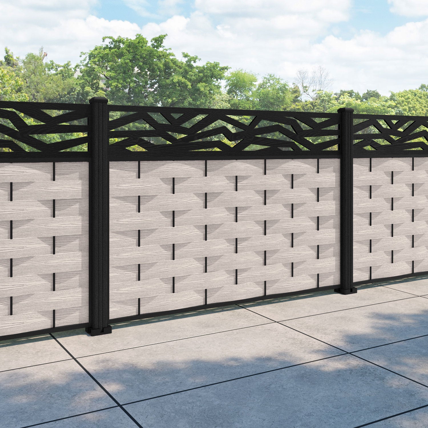 Ripple Zenith Fence Panel - Mid Stone - with our composite posts