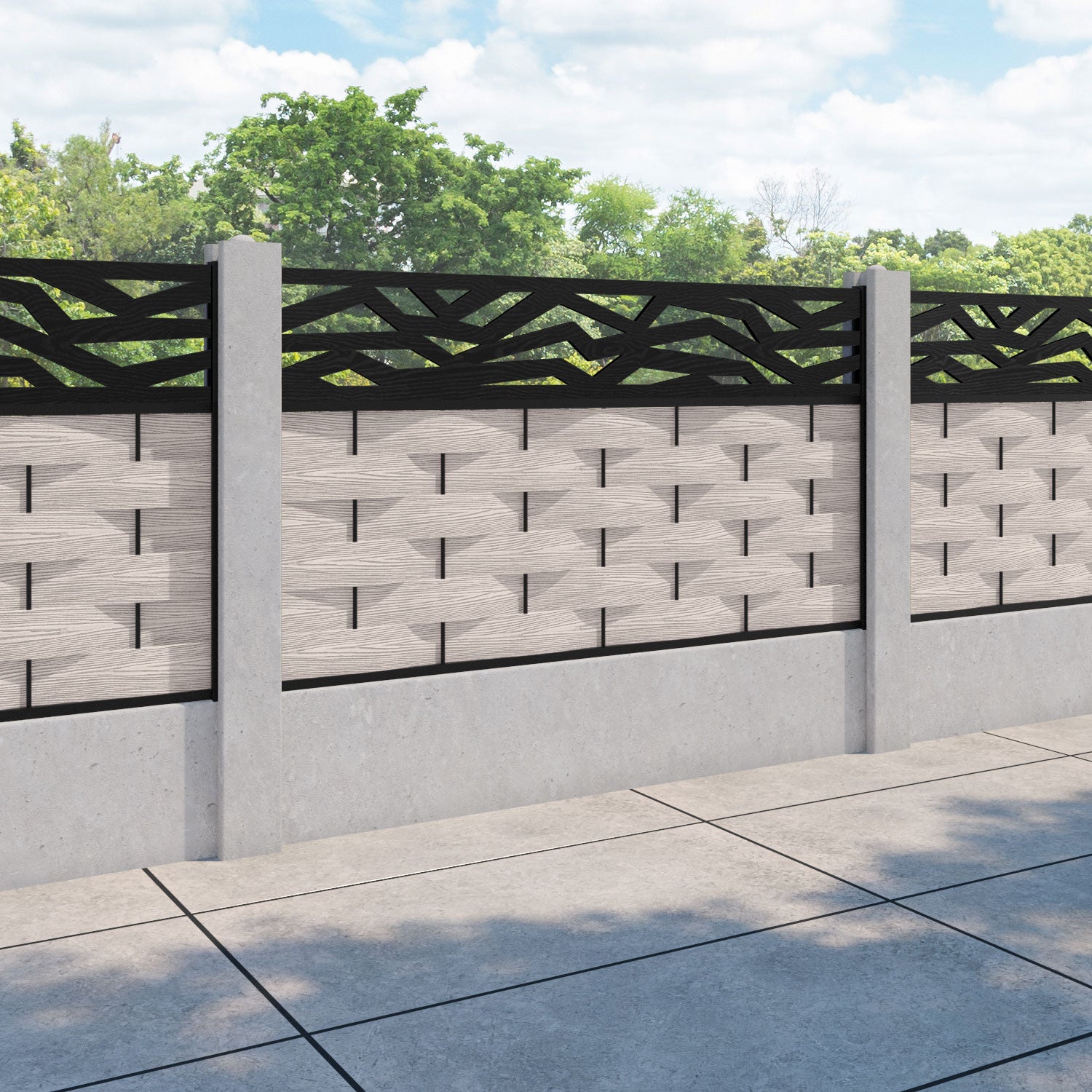 Ripple Zenith Fence Panel - Mid Stone - for existing concrete posts