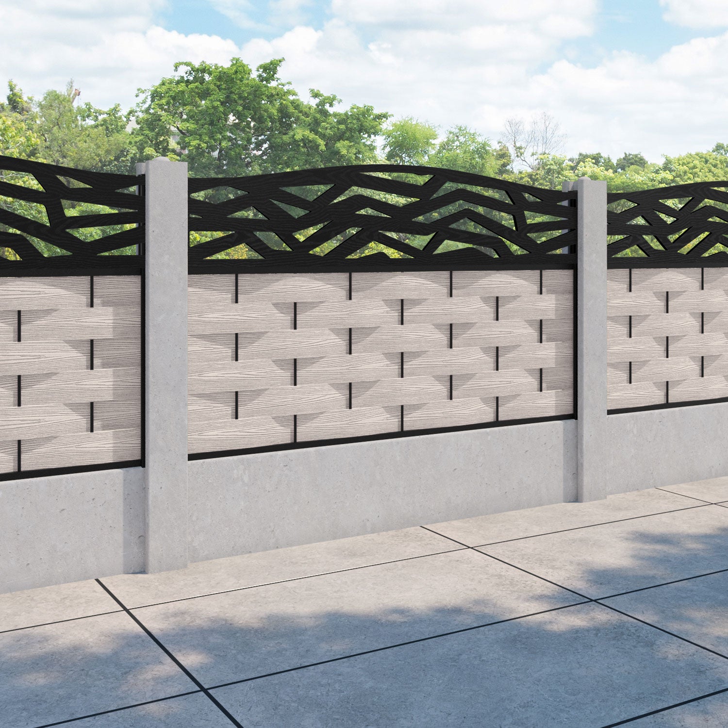 Ripple Zenith Curved Top Fence Panel - Mid Stone - for existing concrete posts