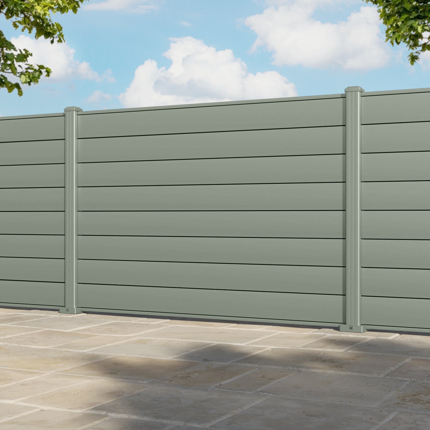 Gate Matching Aluminium Fence Panel - Sage - with our aluminium posts