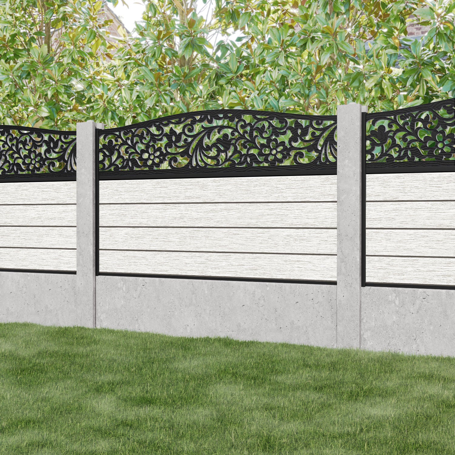 Fusion Eden Curved Top Fence Panel - Light Stone - for existing concrete posts