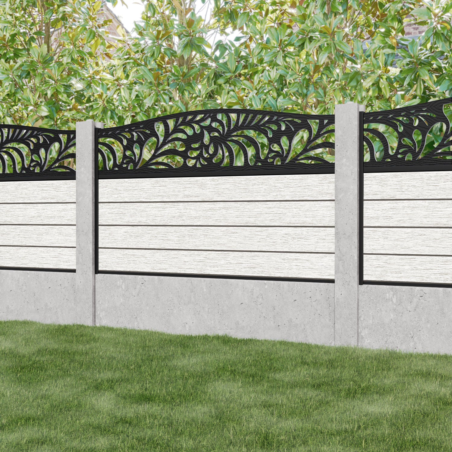 Fusion Petal Curved Top Fence Panel - Light Stone - for existing concrete posts