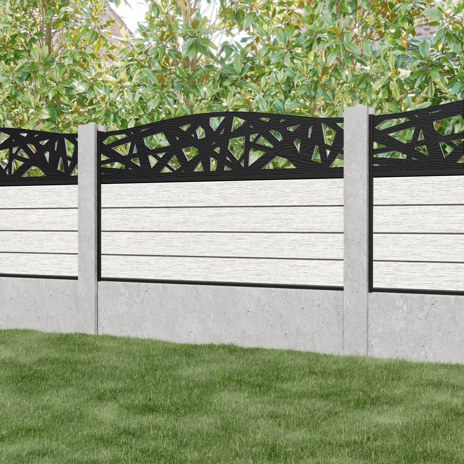 Fusion Prism Curved Top Fence Panel - Light Stone - for existing concrete posts