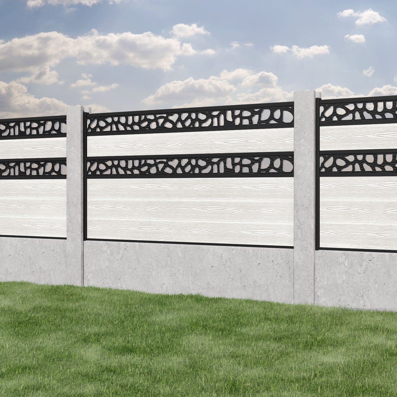 Classic Pebble Split Screen Fence Panel - Light Stone - for existing concrete posts
