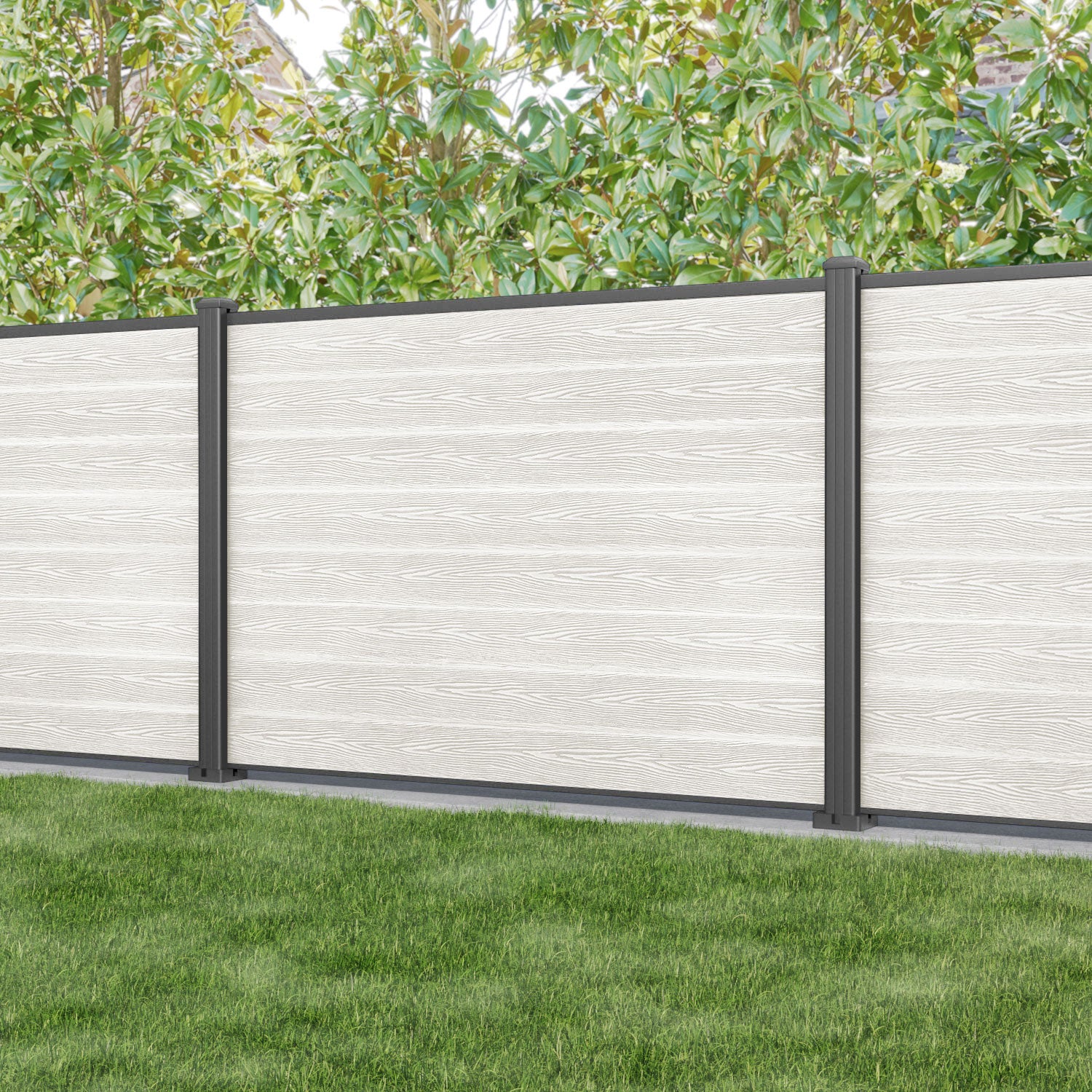 Classic Fence Panel - Light Stone - with our aluminium posts