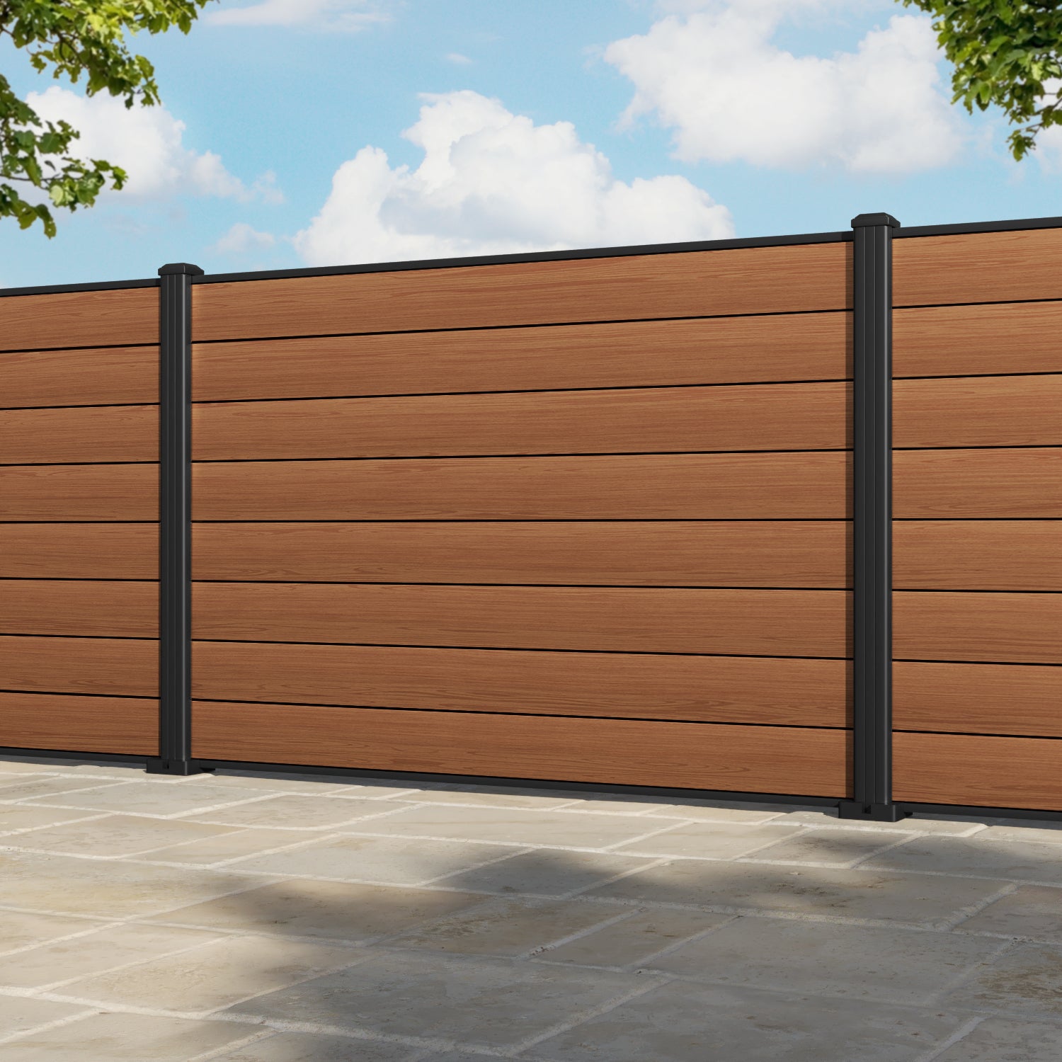 Gate Matching Aluminium Fence Panel - Teak - with our aluminium posts