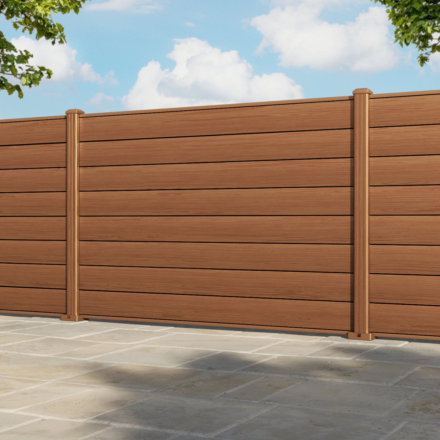 Gate Matching Aluminium Fence Panel - Teak - with our aluminium posts