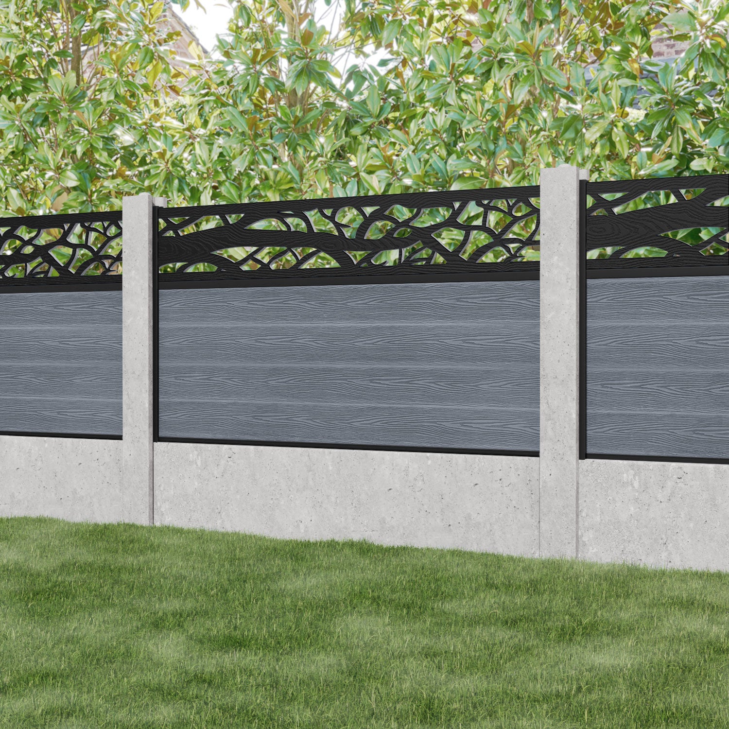 Classic Twilight Fence Panel - Anthracite - for existing concrete posts