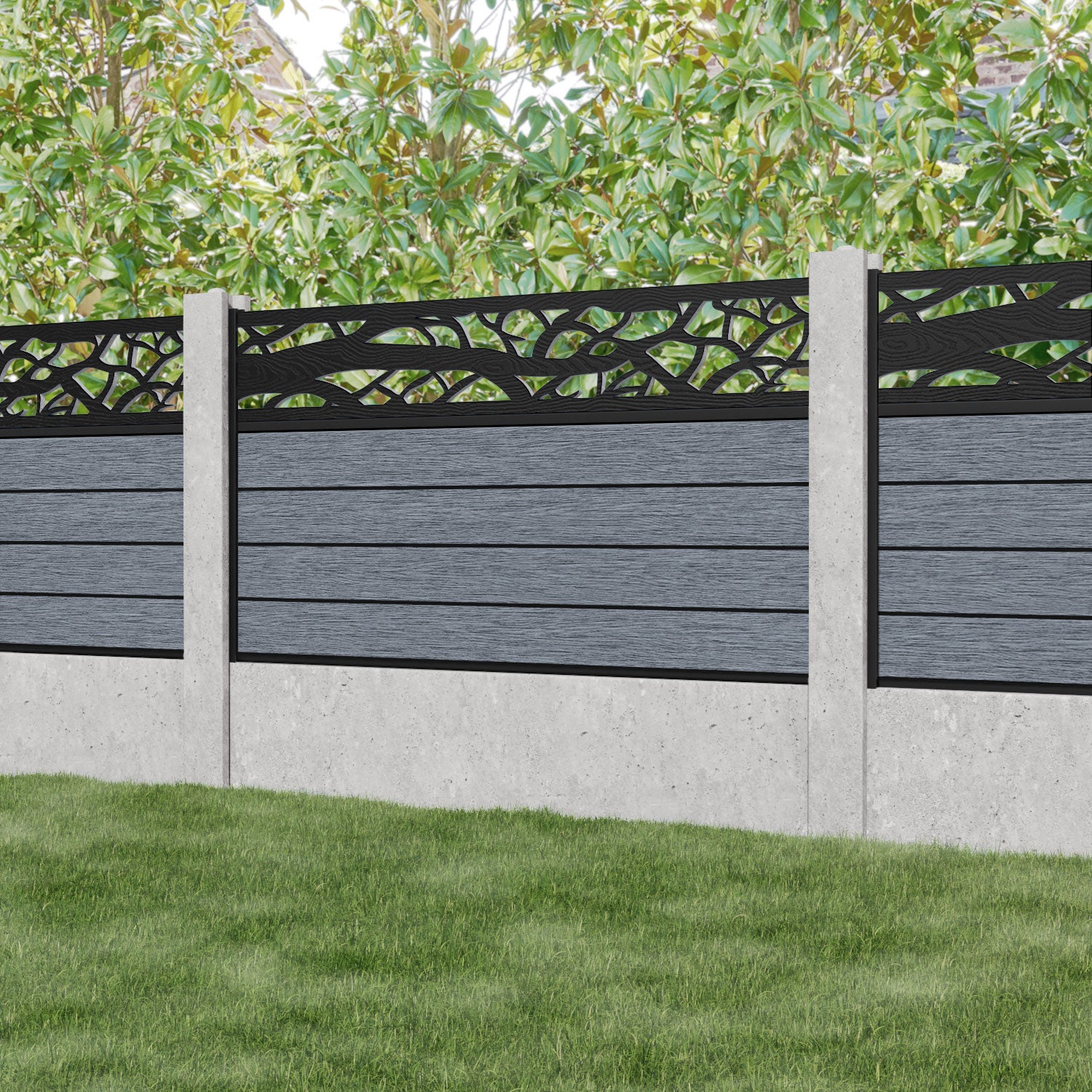 Fusion Twilight Fence Panel - Anthracite - for existing concrete posts