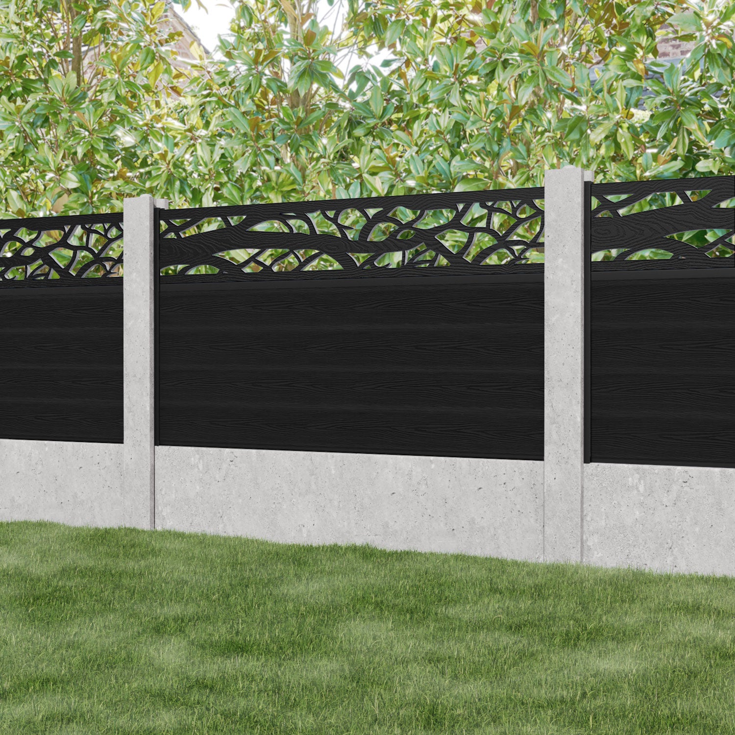 Classic Twilight Fence Panel - Black - for existing concrete posts