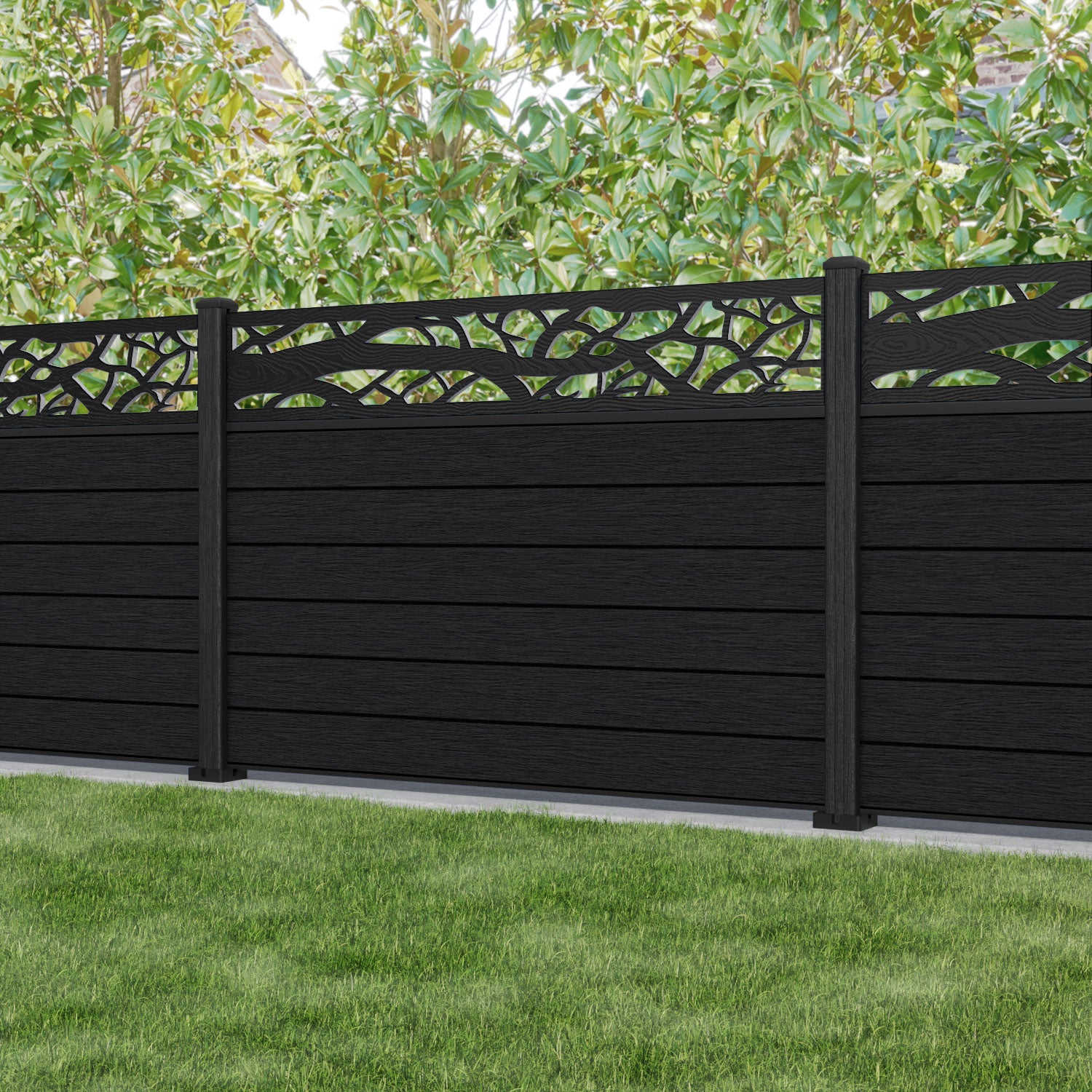Fusion Twilight Fence Panel - Black - with our composite posts