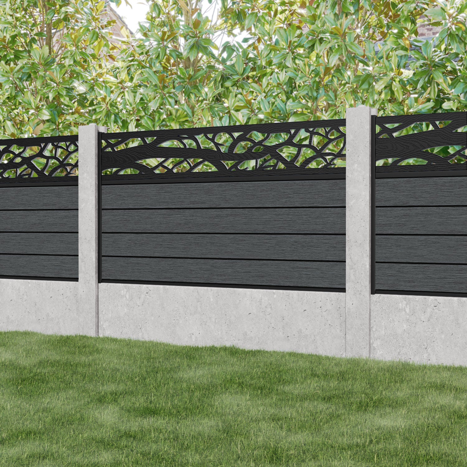 Fusion Twilight Fence Panel - Dark Grey - for existing concrete posts