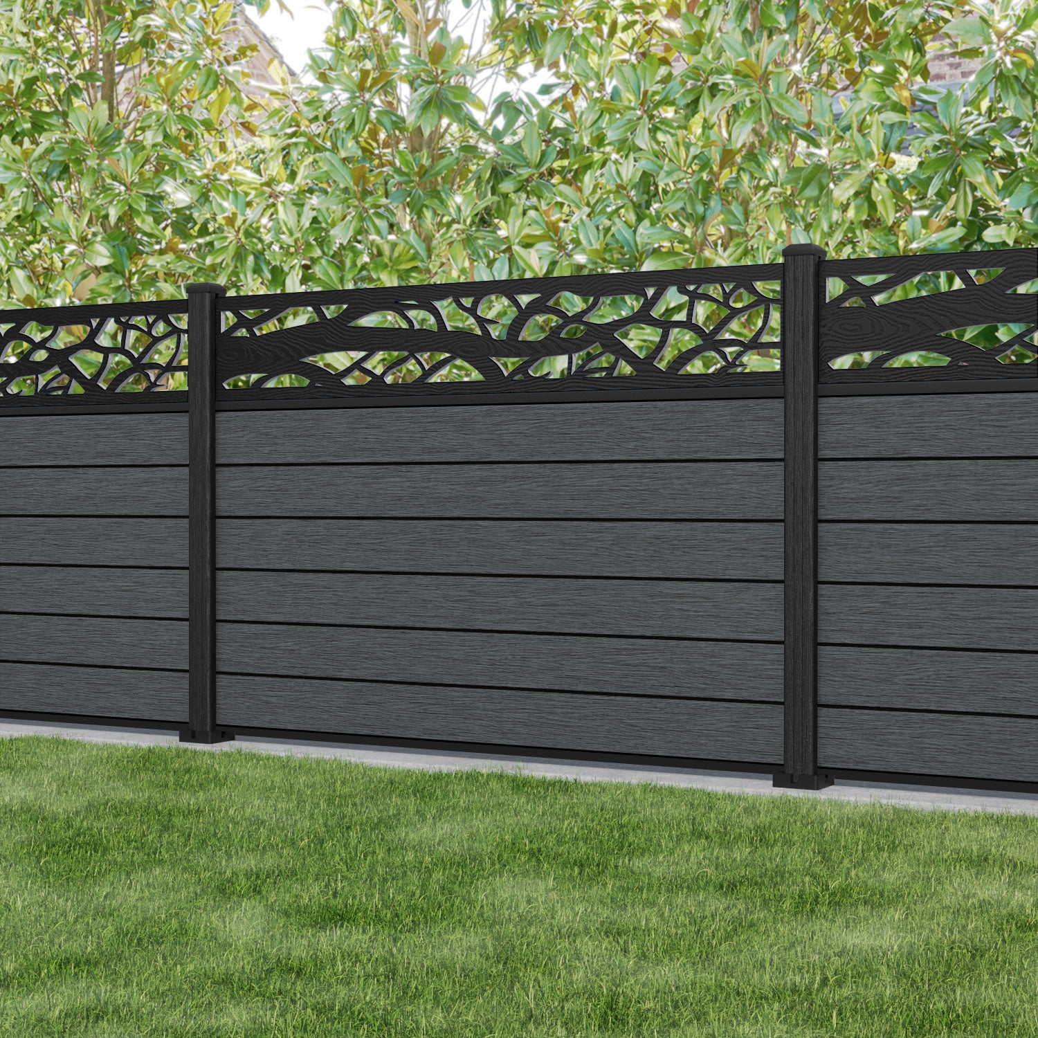 Fusion Twilight Fence Panel - Dark Grey - with our composite posts