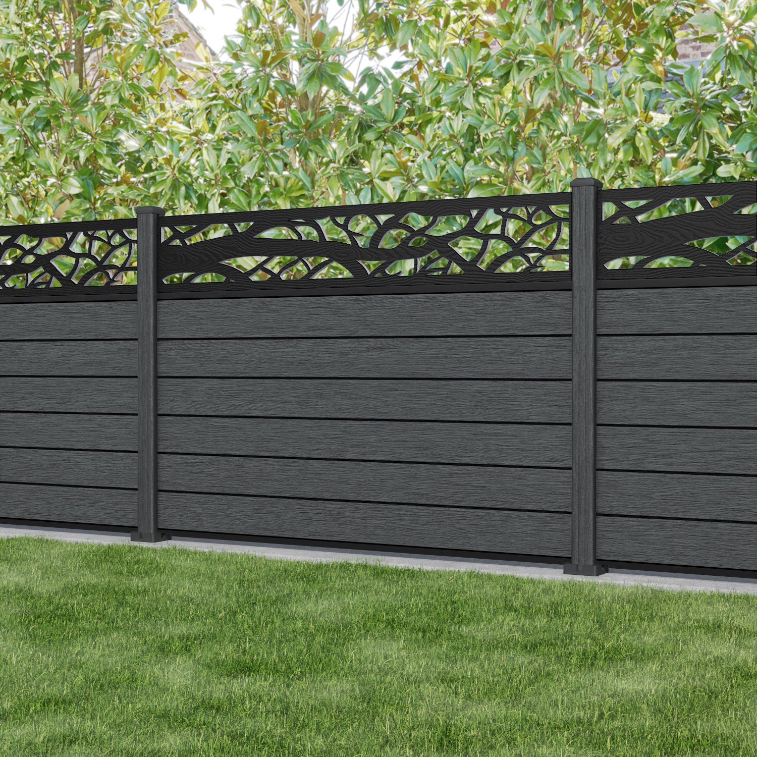 Fusion Twilight Fence Panel - Dark Grey - with our composite posts