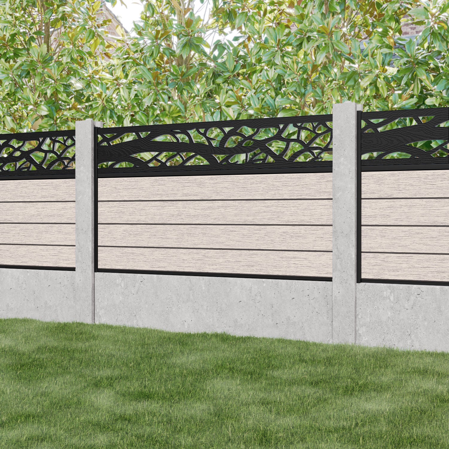 Fusion Twilight Fence Panel - Mid Stone - for existing concrete posts