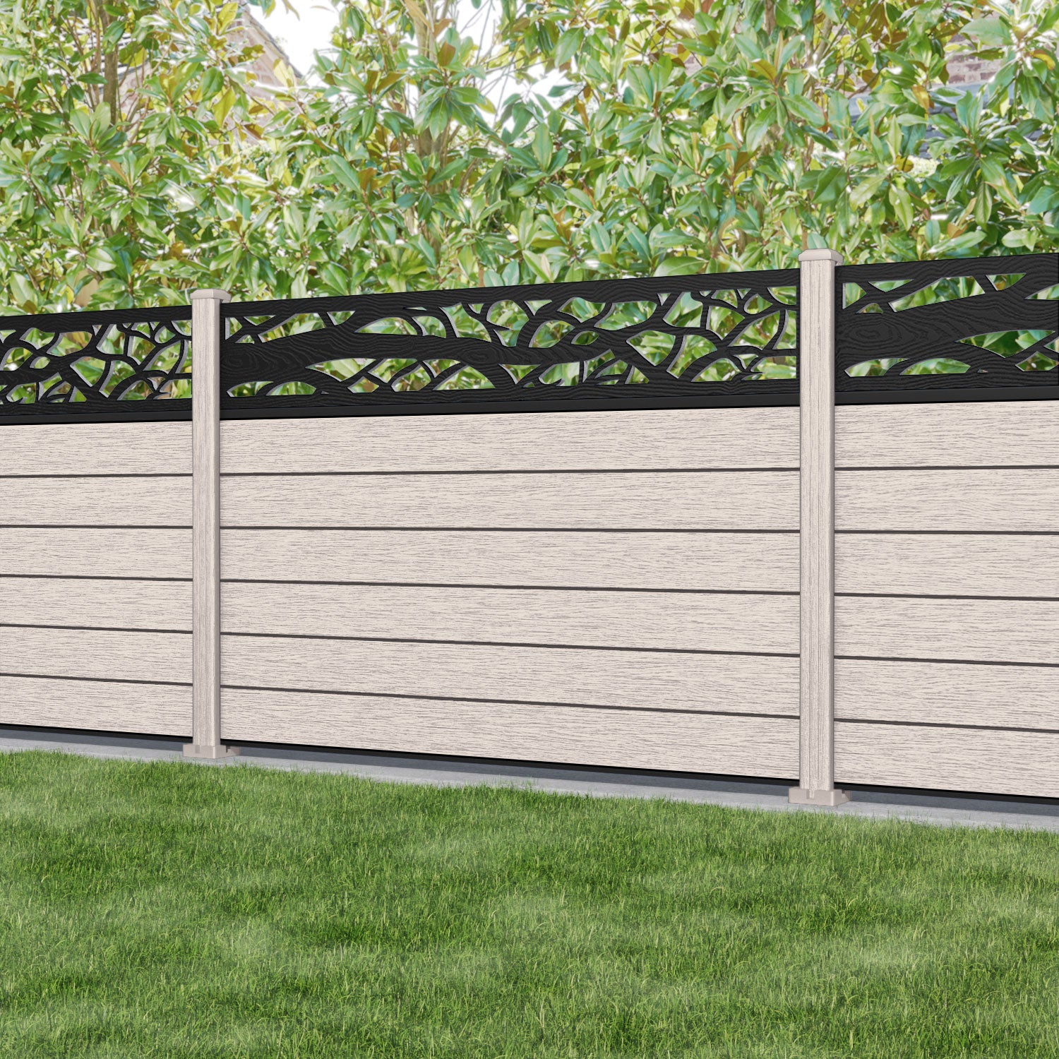 Fusion Twilight Fence Panel - Mid Stone - with our composite posts