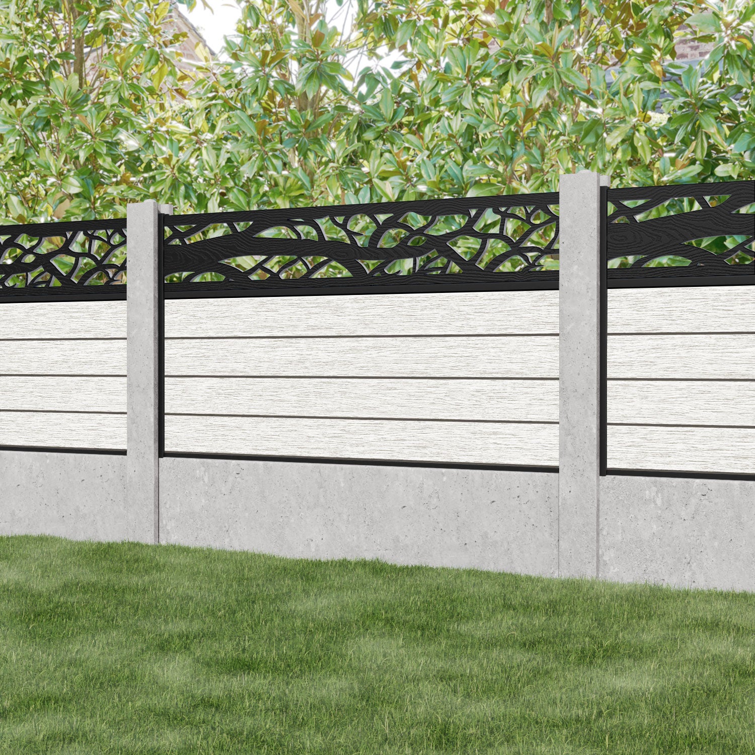 Fusion Twilight Fence Panel - Light Stone - for existing concrete posts