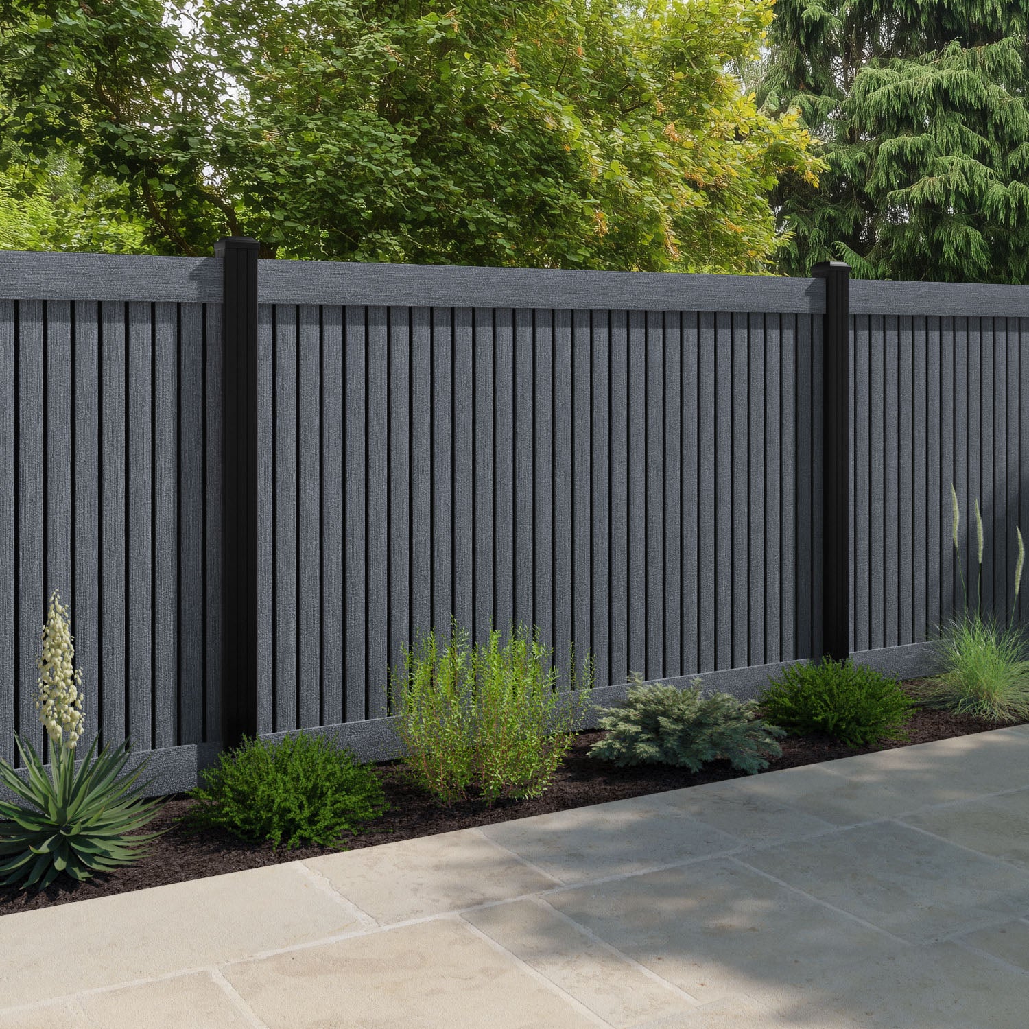 Virtis Fence Panel - Anthracite - with our aluminium posts