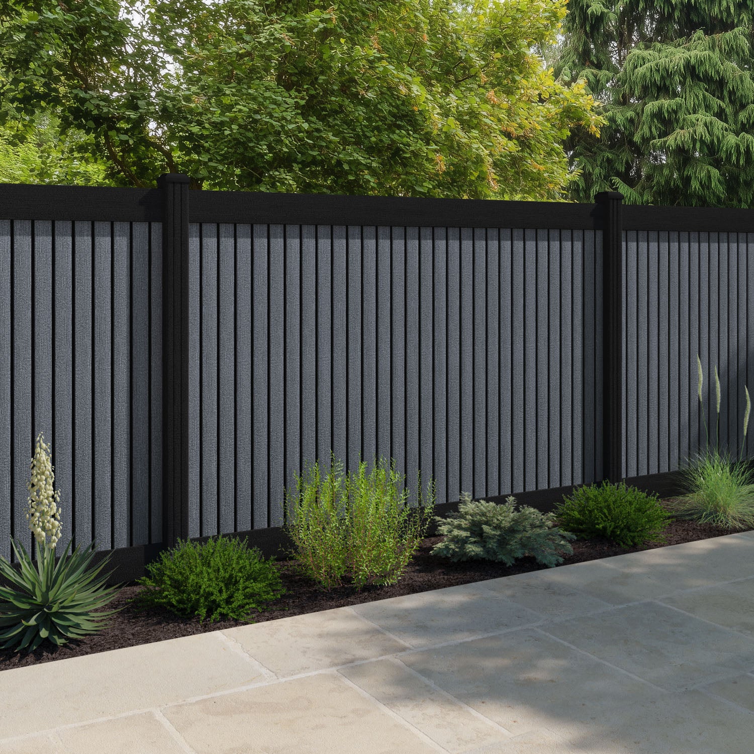 Virtis Fence Panel - Anthracite - with our aluminium posts