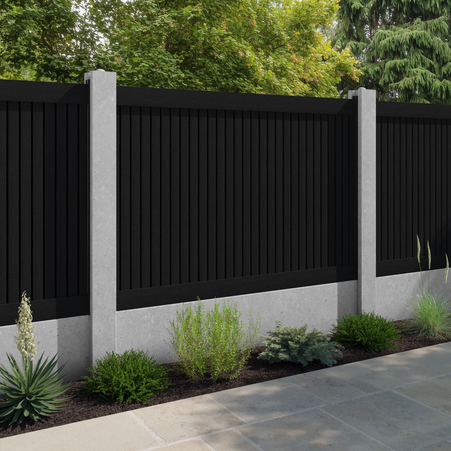 Virtis Fence Panel - Black - for existing concrete posts
