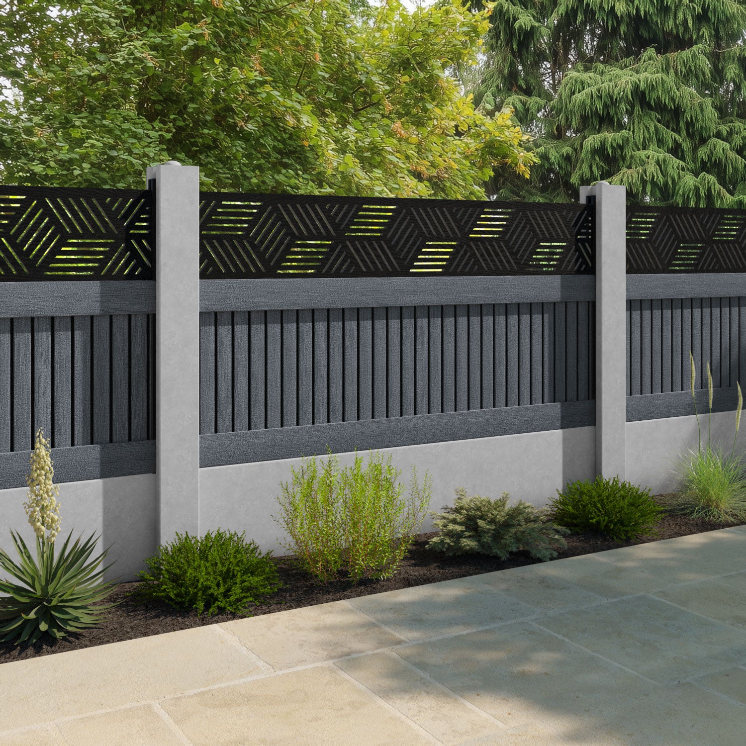 Virtis Cubed Fence Panel - Anthracite - for existing concrete posts