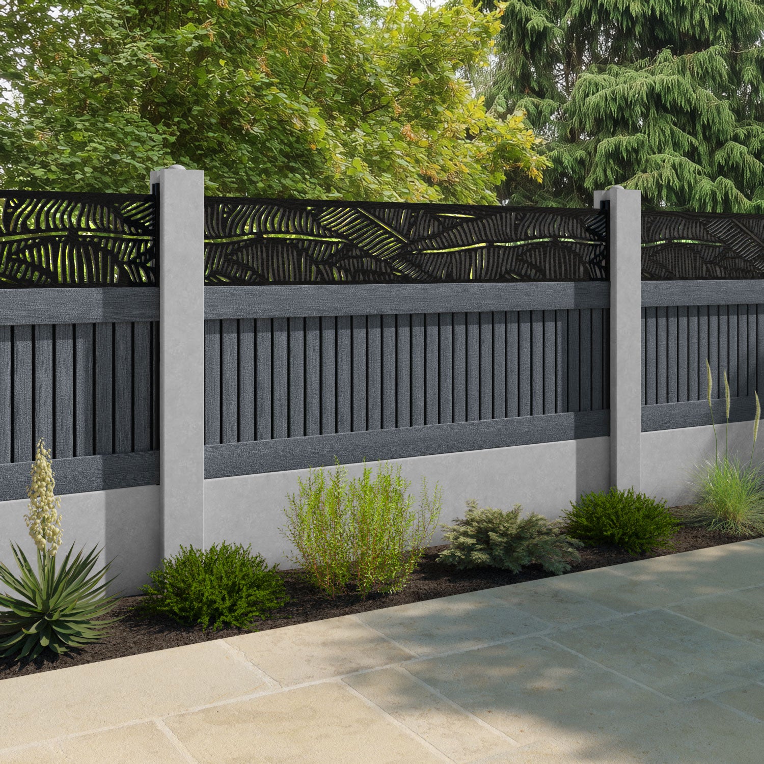 Virtis Feather Fence Panel - Anthracite - for existing concrete posts