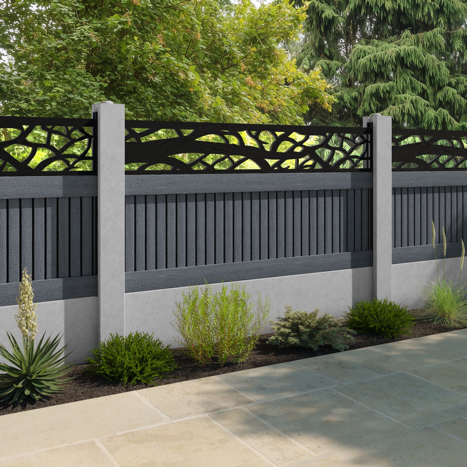 Virtis Twilight Fence Panel - Anthracite - for existing concrete posts