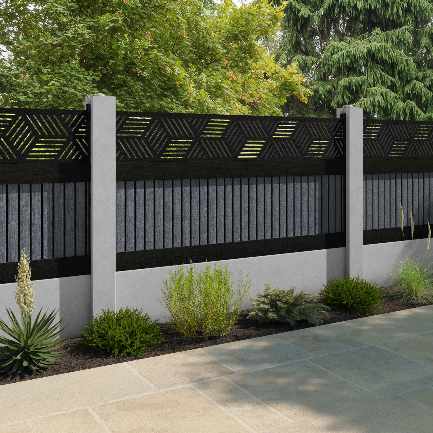 Virtis Cubed Fence Panel - Anthracite - for existing concrete posts