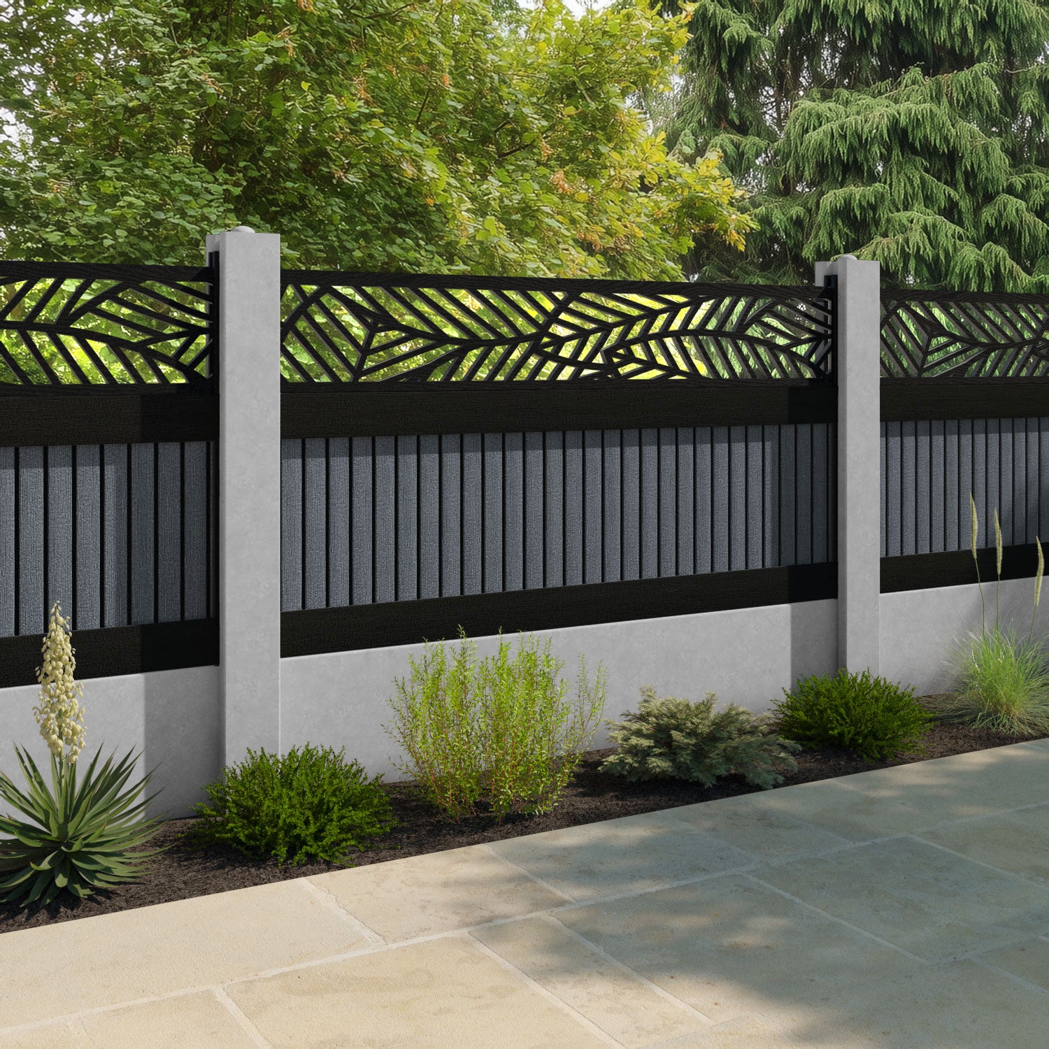 Virtis Habitat Fence Panel - Anthracite - for existing concrete posts