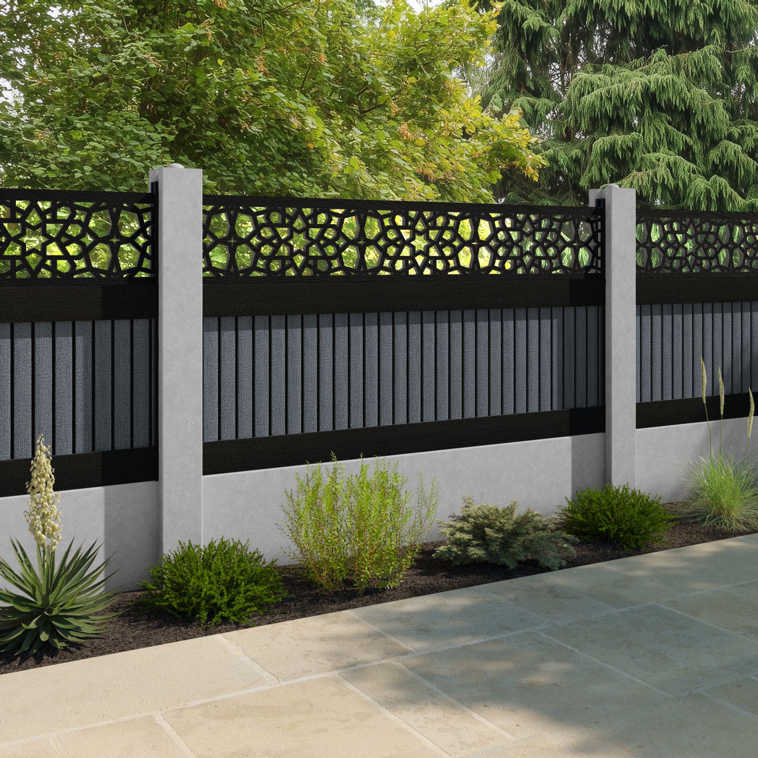 Virtis Nazira Fence Panel - Anthracite - for existing concrete posts