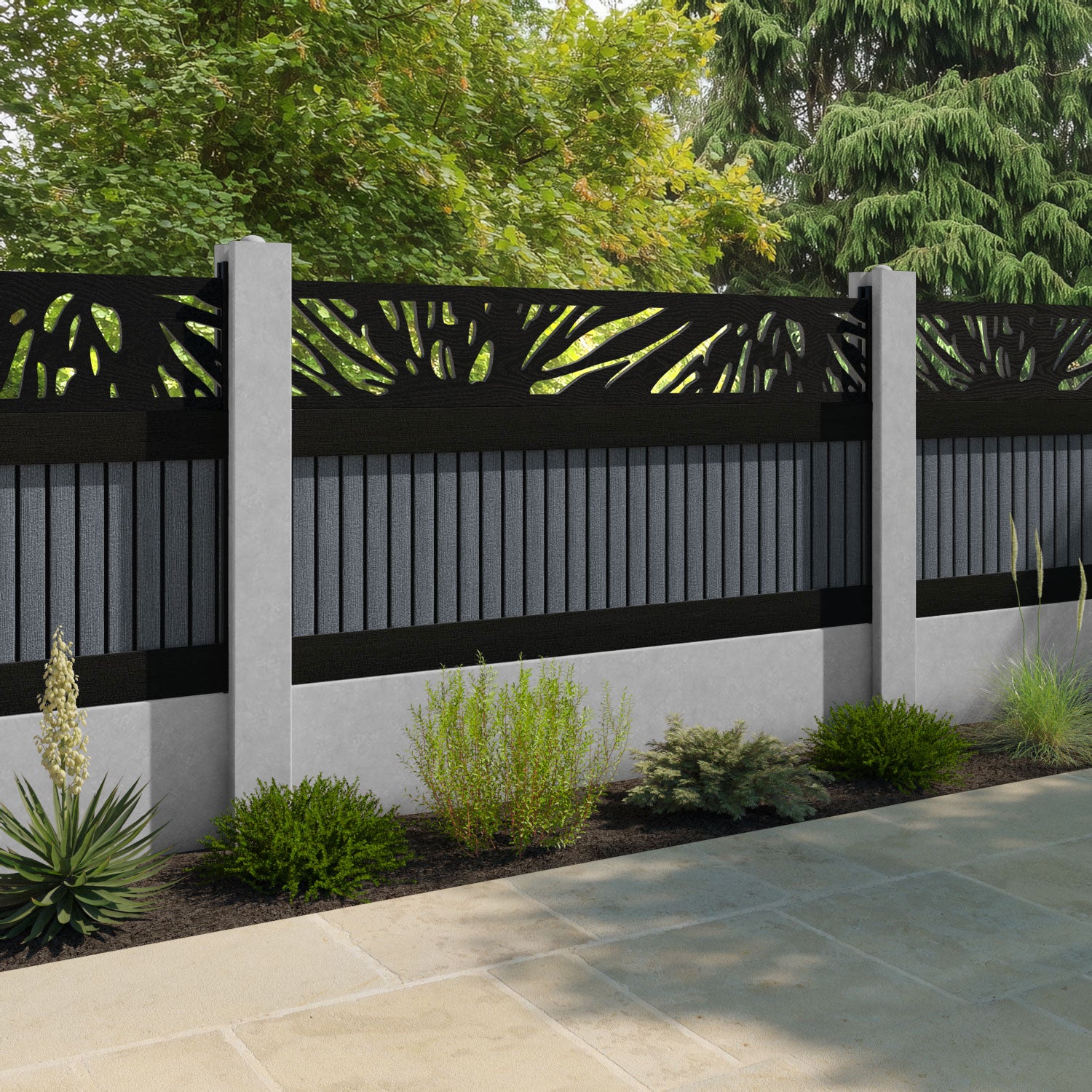 Virtis Poppy Fence Panel - Anthracite - for existing concrete posts