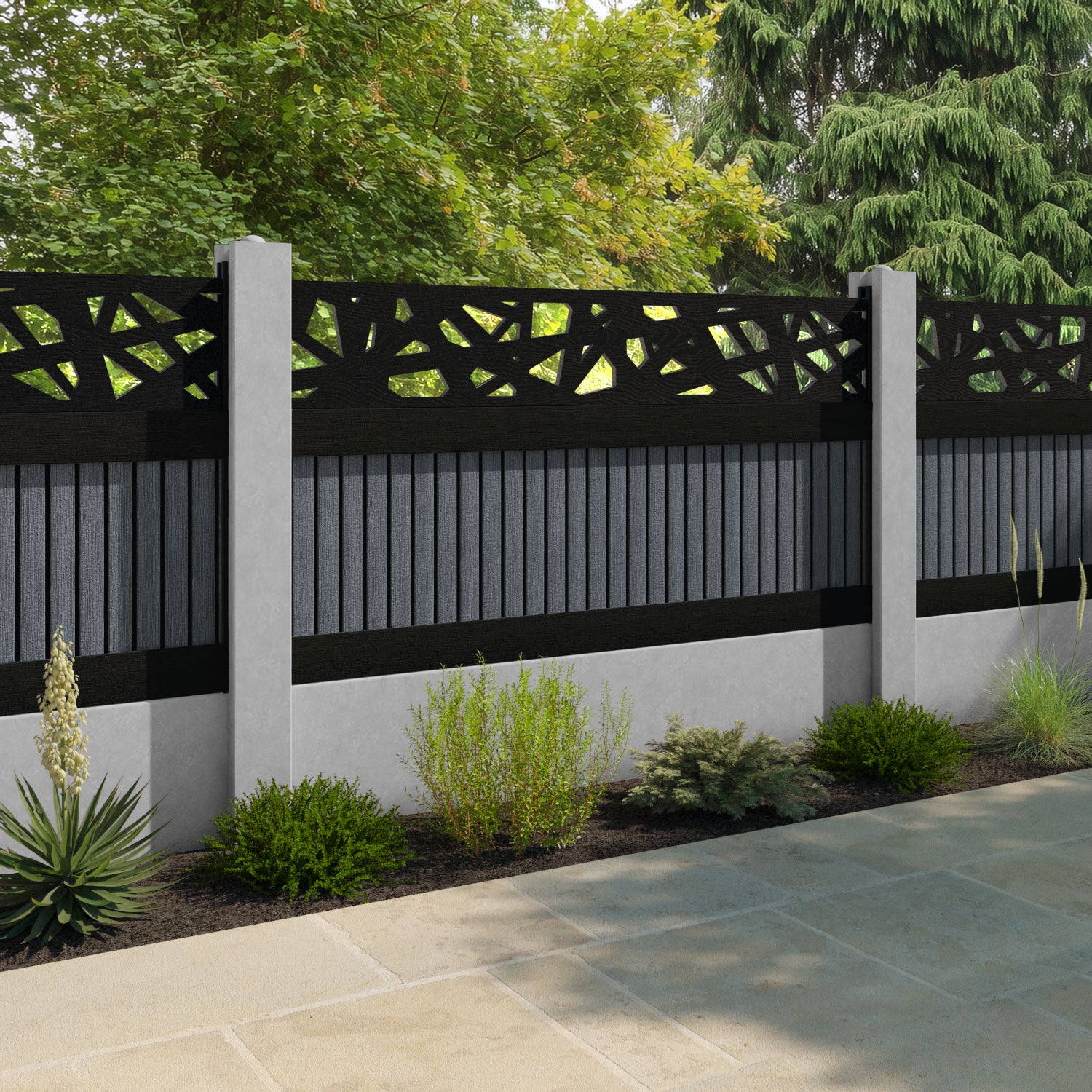 Virtis Prism Fence Panel - Anthracite - for existing concrete posts