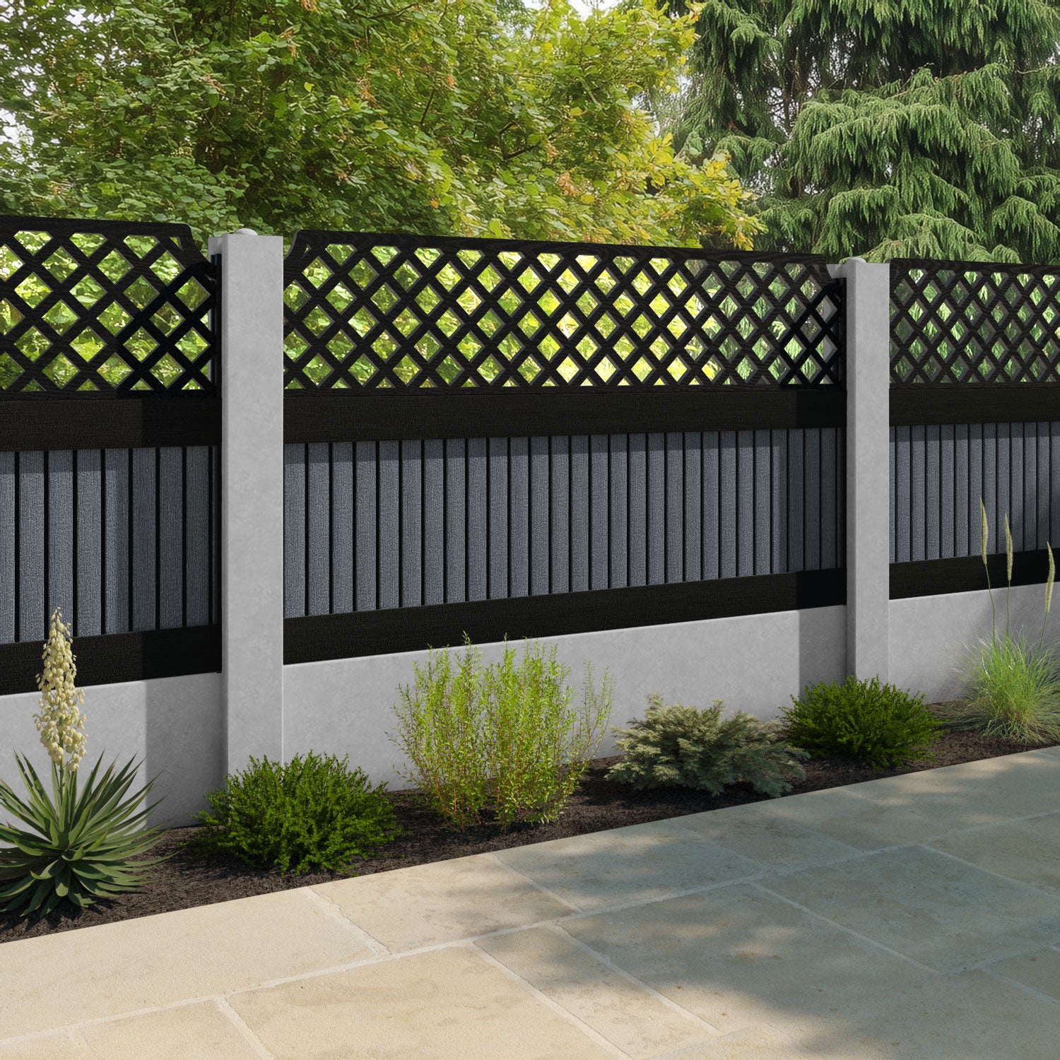 Virtis Regal Hive Fence Panel - Anthracite - for existing concrete posts