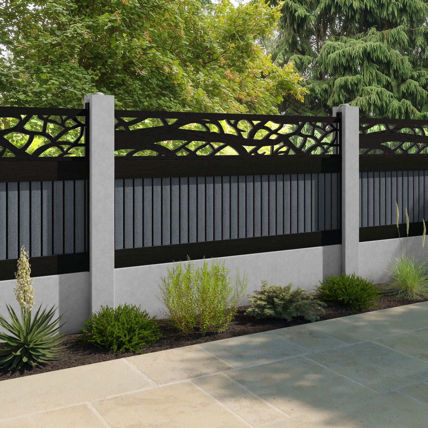 Virtis Twilight Fence Panel - Anthracite - for existing concrete posts