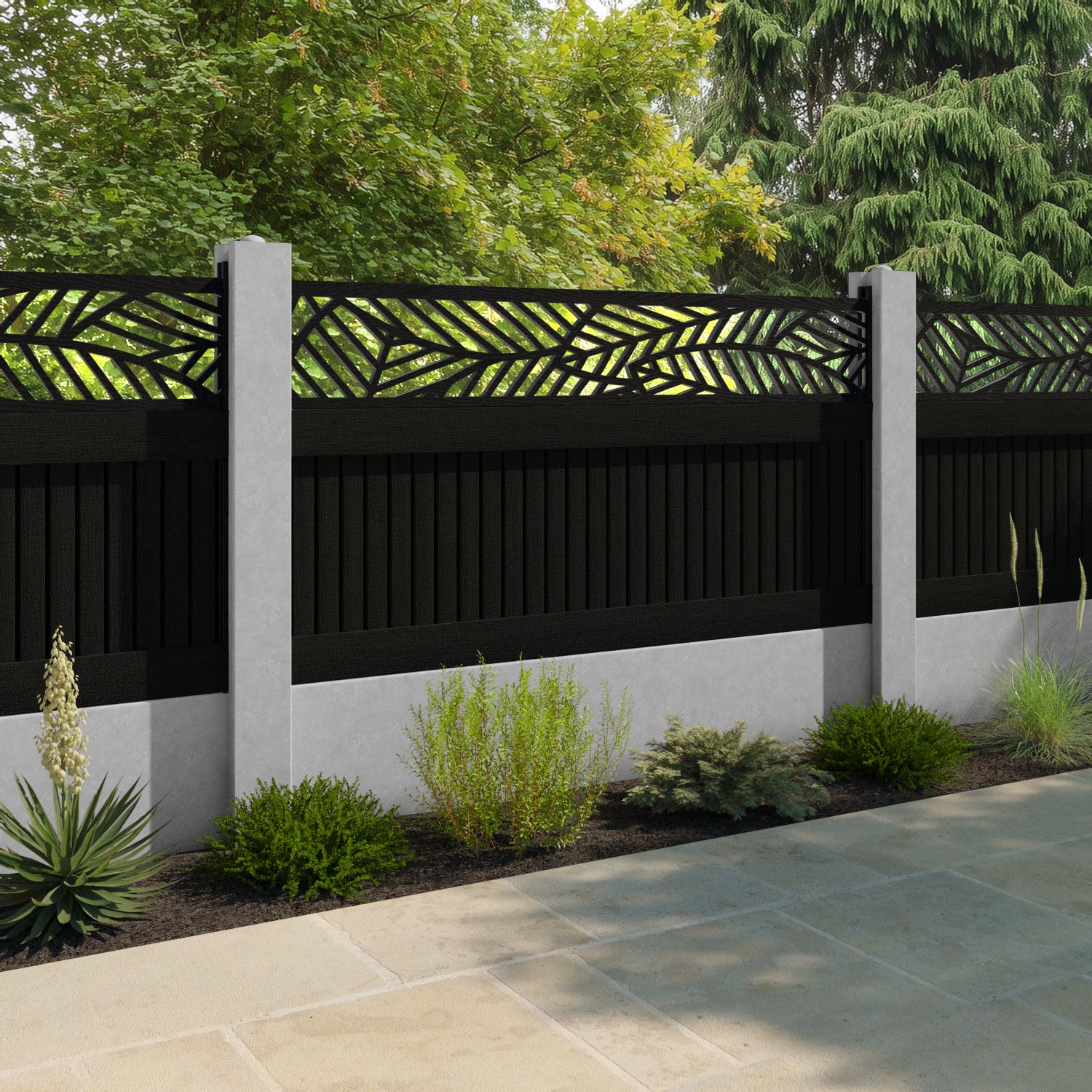 Virtis Habitat Fence Panel - Black - for existing concrete posts