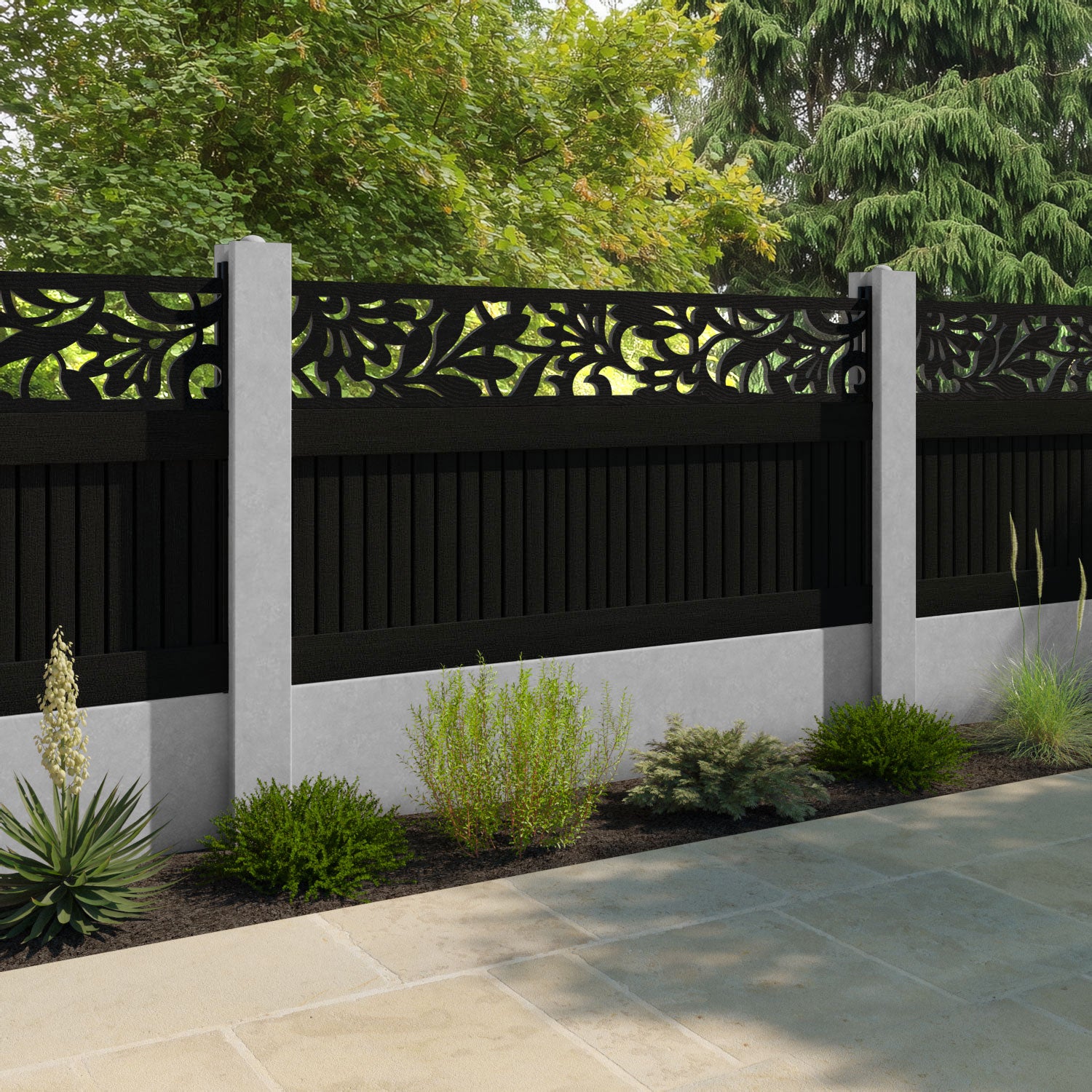 Virtis Heritage Fence Panel - Black - for existing concrete posts