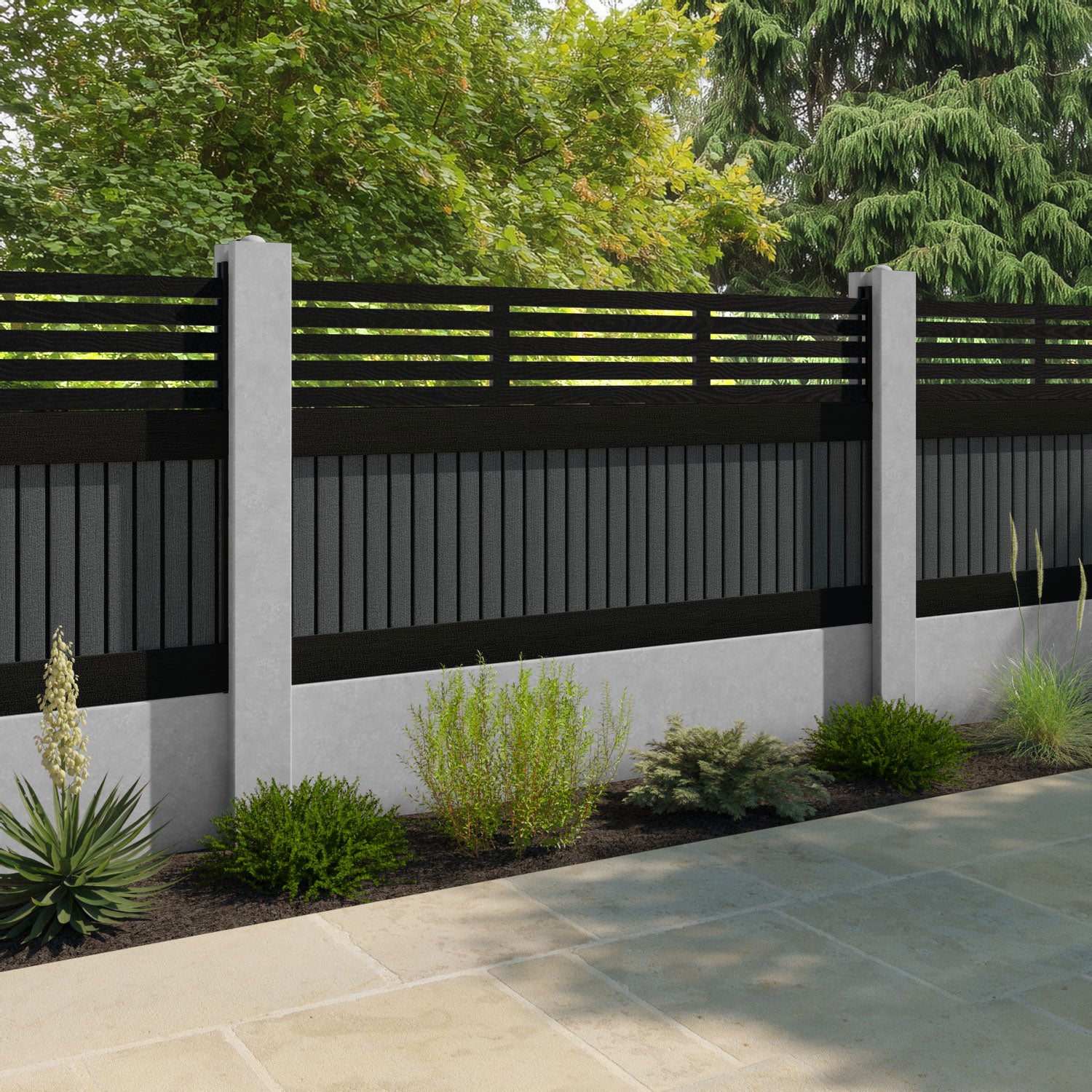 Virtis Aspen Fence Panel - Dark Grey - for existing concrete posts