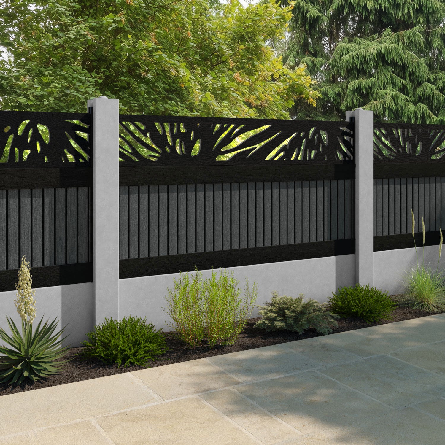 Virtis Poppy Fence Panel - Dark Grey - for existing concrete posts