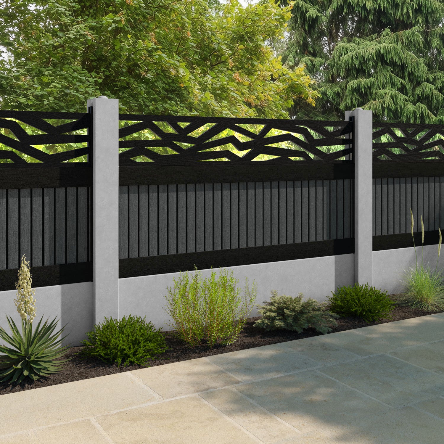 Virtis Zenith Fence Panel - Dark Grey - for existing concrete posts