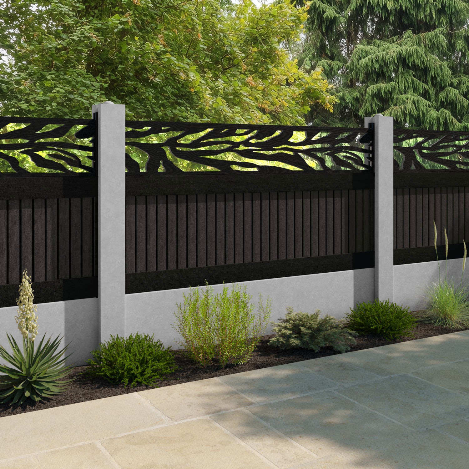 Virtis Malawi Fence Panel - Dark Oak - for existing concrete posts