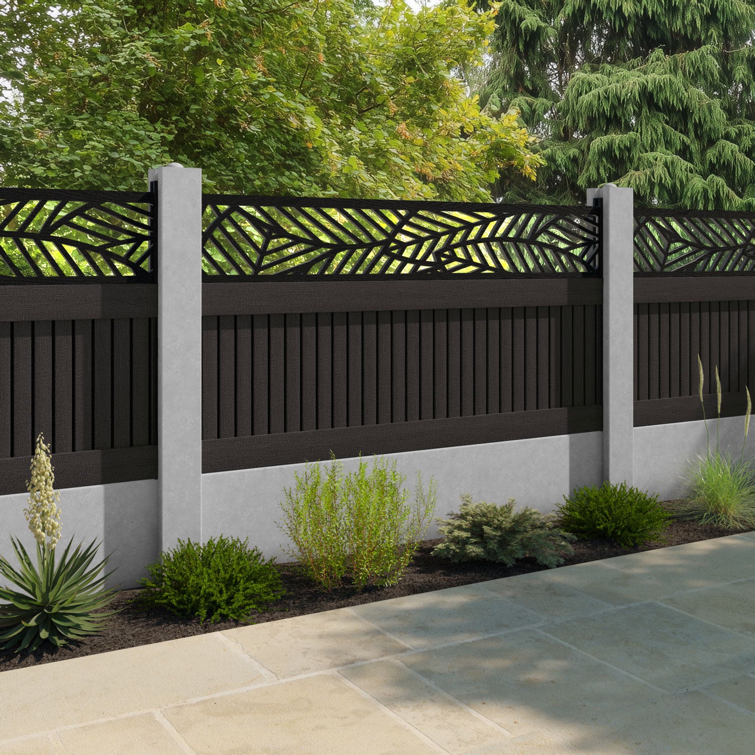 Virtis Habitat Fence Panel - Dark Oak - for existing concrete posts