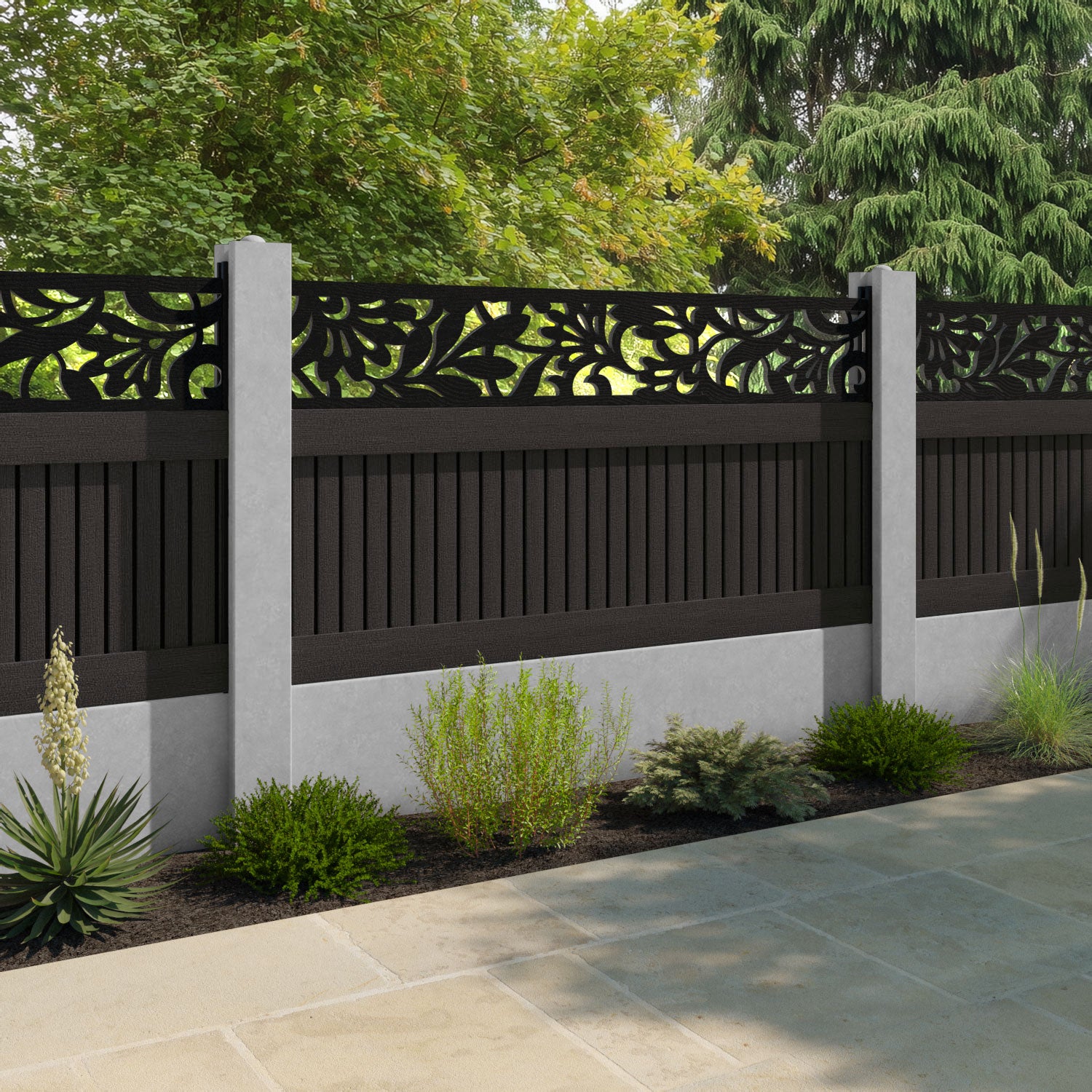 Virtis Heritage Fence Panel - Dark Oak - for existing concrete posts
