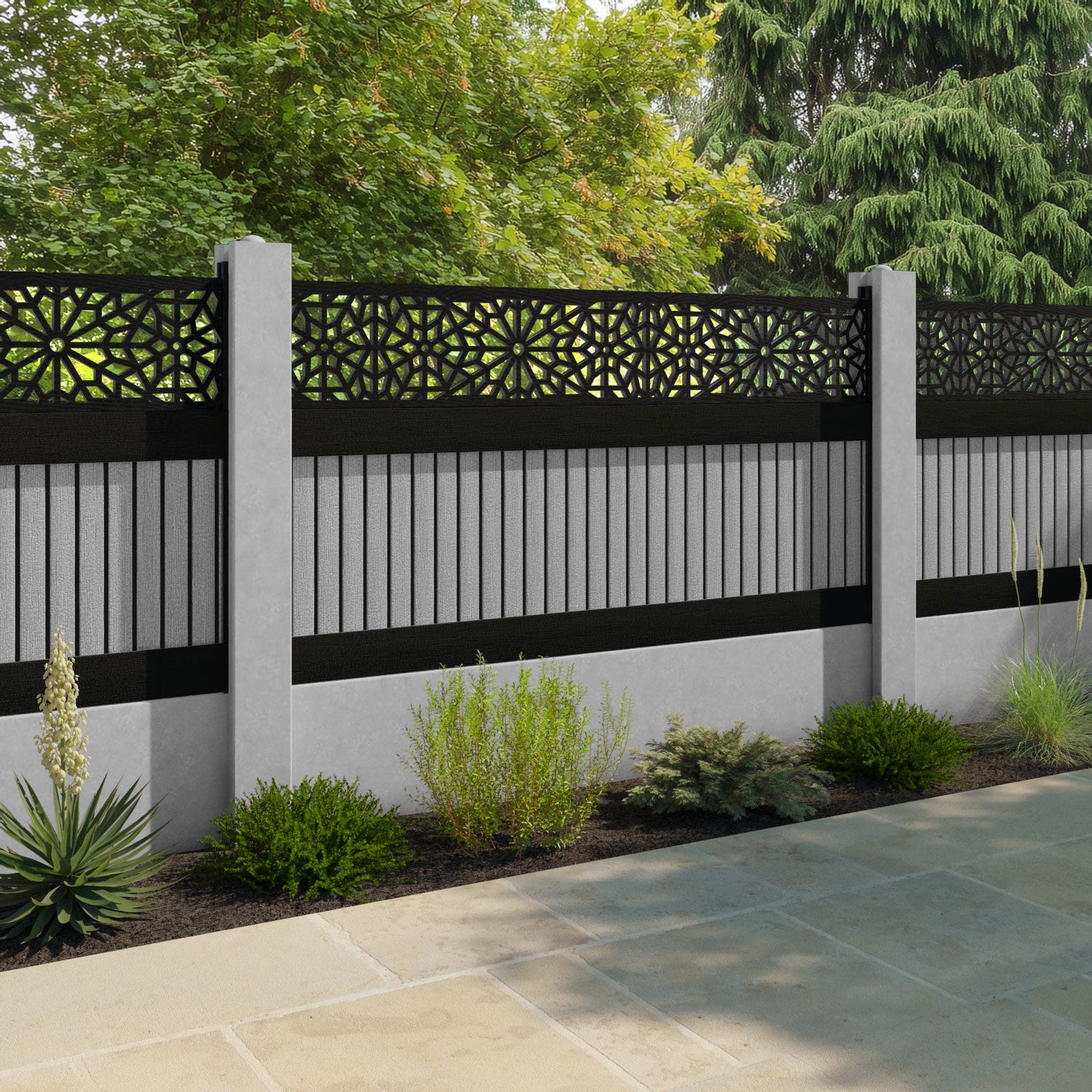 Virtis Alnara Fence Panel - Light Grey - for existing concrete posts