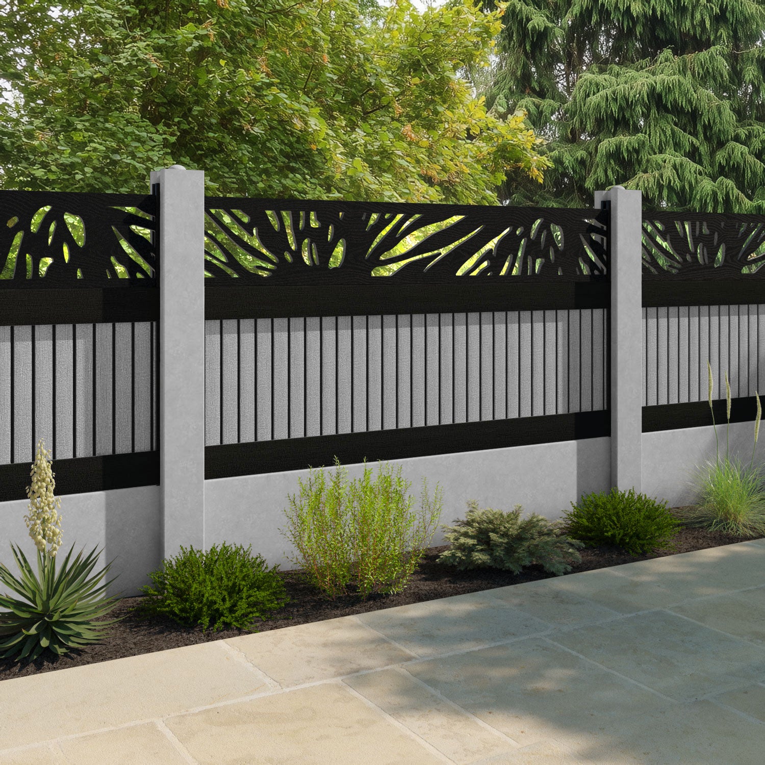 Virtis Poppy Fence Panel - Light Grey - for existing concrete posts