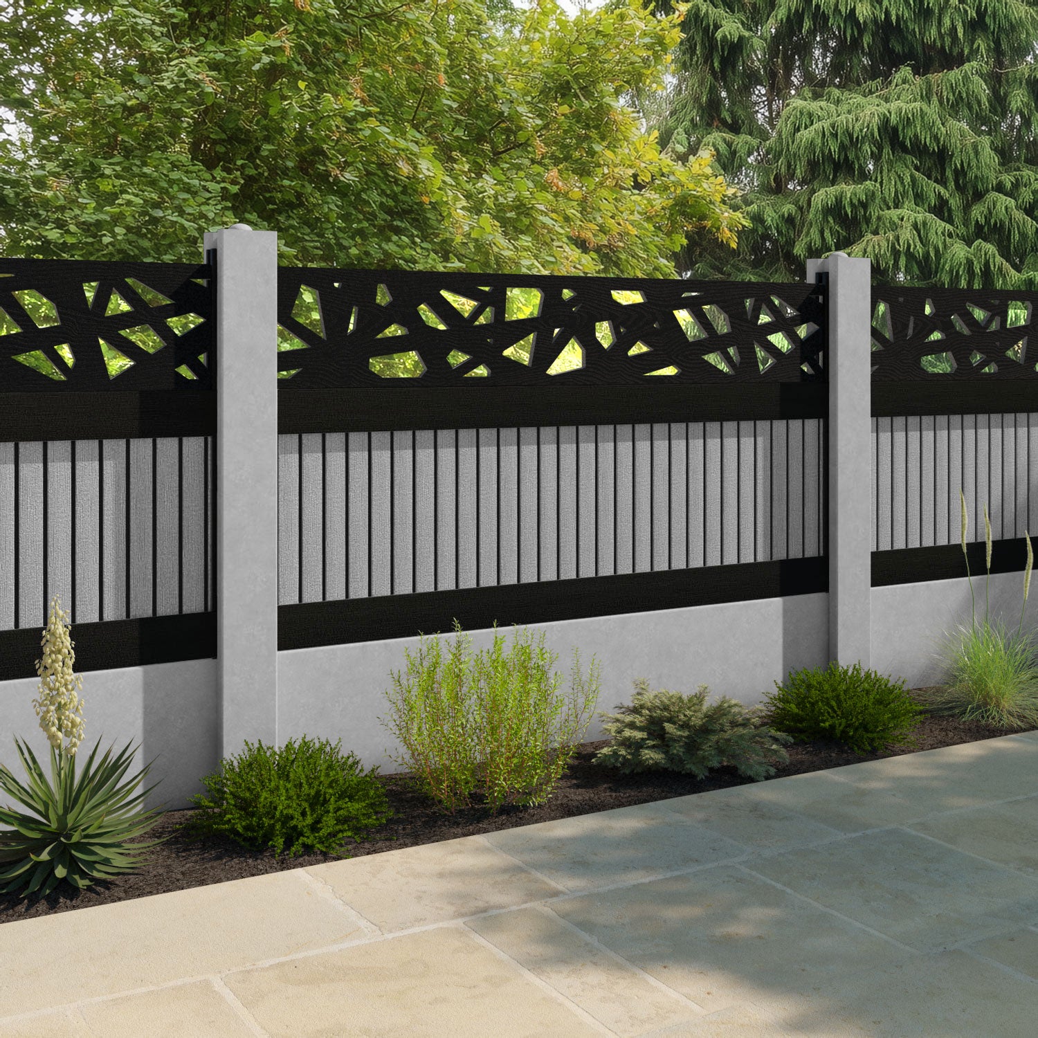 Virtis Prism Fence Panel - Light Grey - for existing concrete posts
