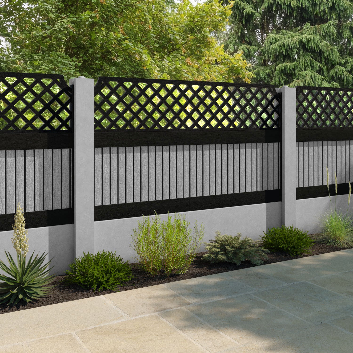 Virtis Regal Hive Fence Panel - Light Grey - for existing concrete posts