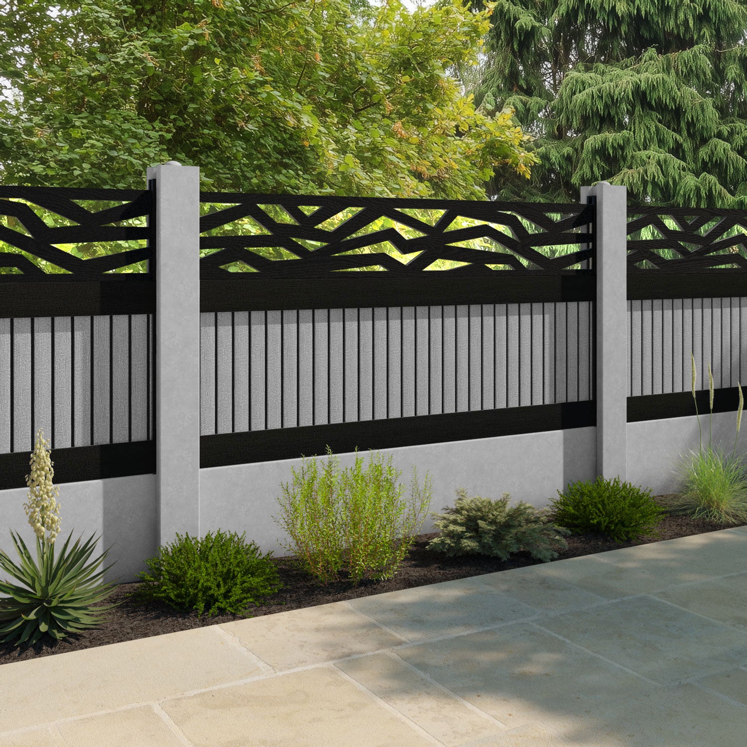 Virtis Zenith Fence Panel - Light Grey - for existing concrete posts