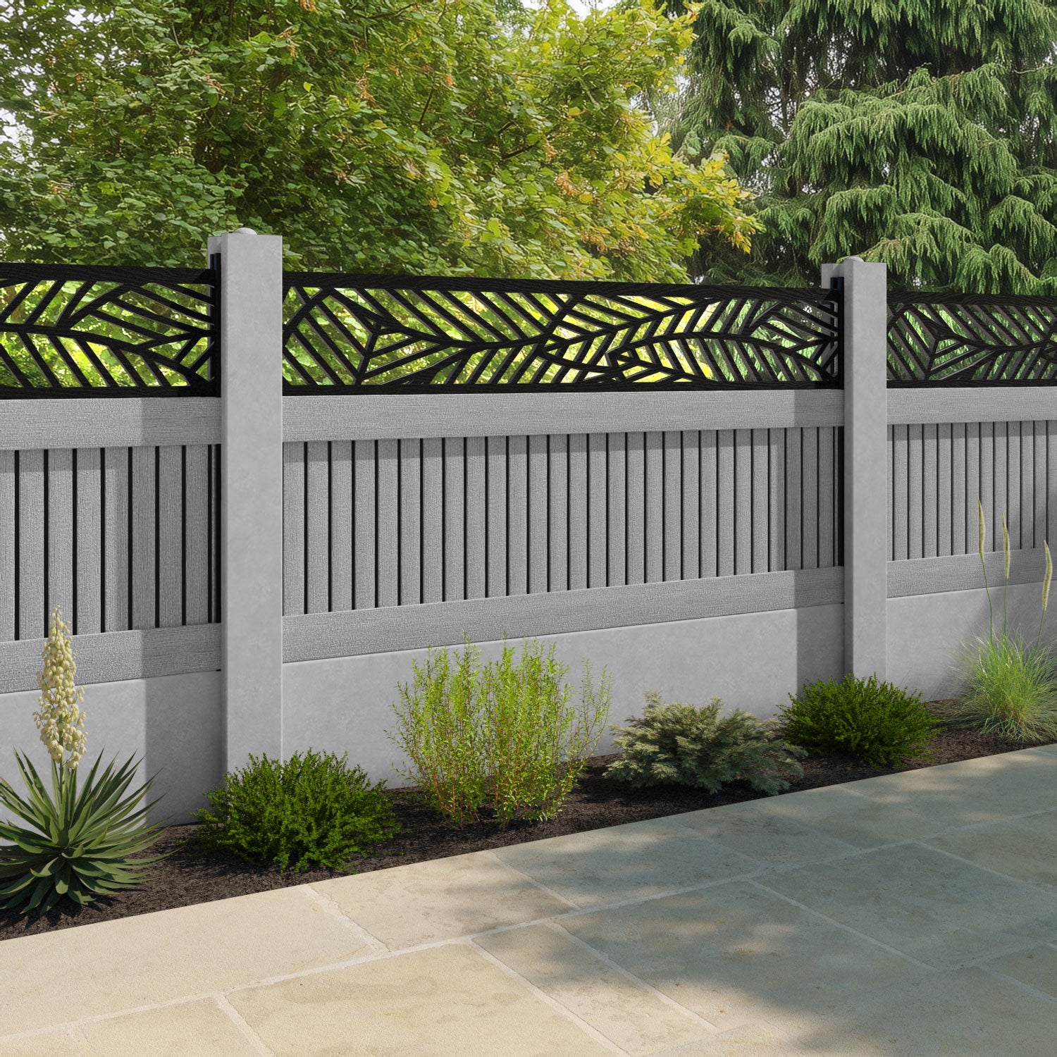 Virtis Habitat Fence Panel - Light Grey - for existing concrete posts