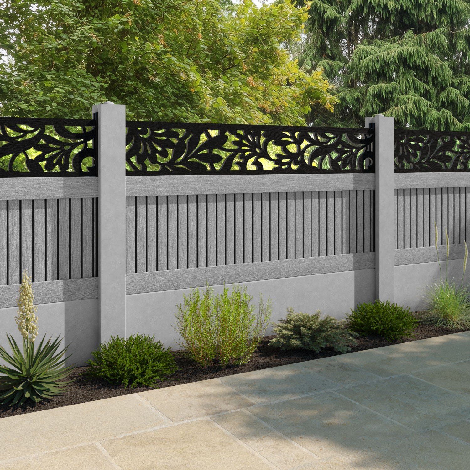 Virtis Heritage Fence Panel - Light Grey - for existing concrete posts