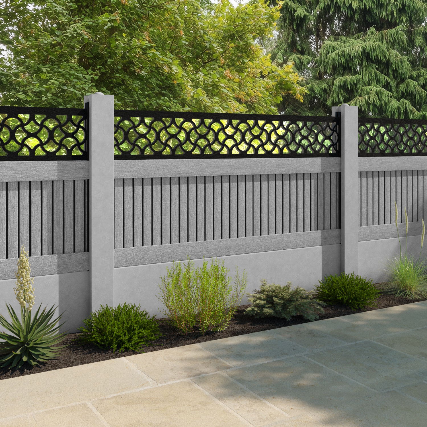 Virtis Vida Fence Panel - Light Grey - for existing concrete posts